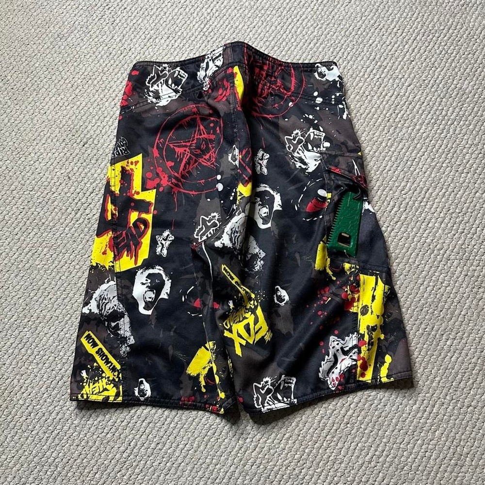Y2K Vintage 2000s skater Surf Grunge Fox Racing Swim trunks board Shorts